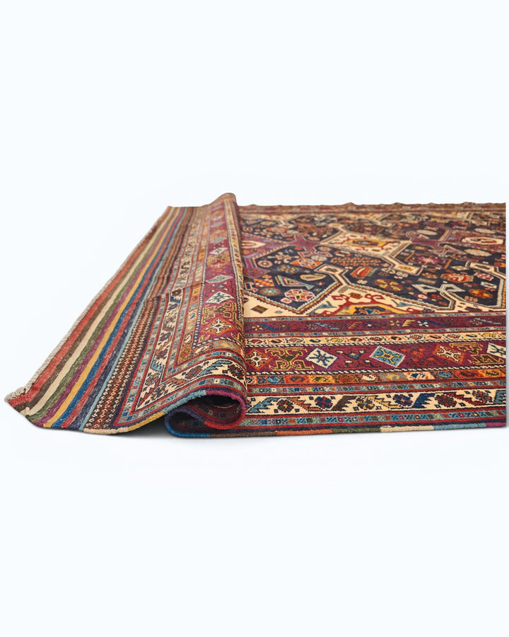Navy &amp; Red Shahsavan Tribal Rug, Hand-Knotted Afghani Sherwan