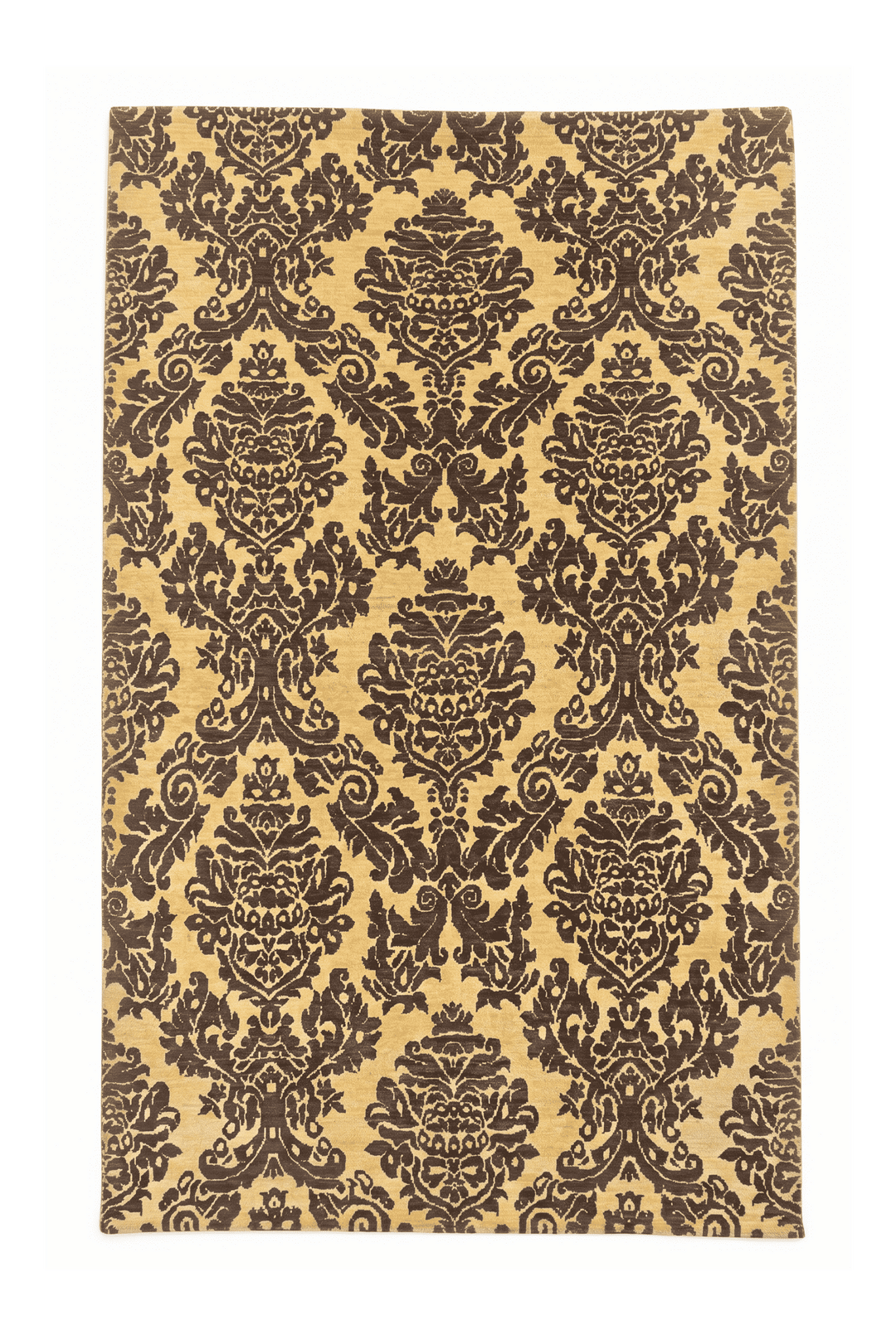 アンバーゴールドのギャッベ（花柄） 135×196cm・約1.5畳の手織りウールラグ