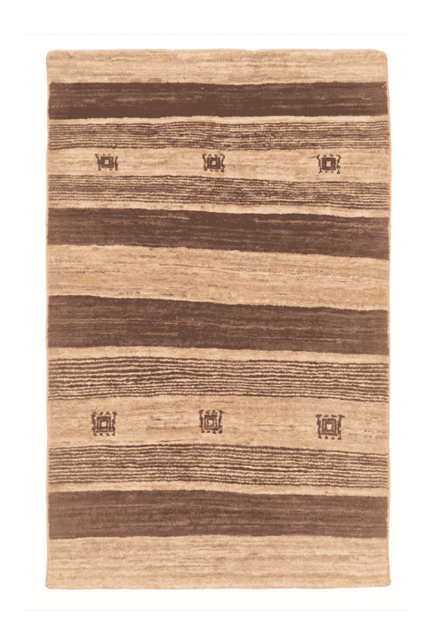 ブラウンのギャッベ（無地） 61×105cm・玄関マットの手織りウールラグ