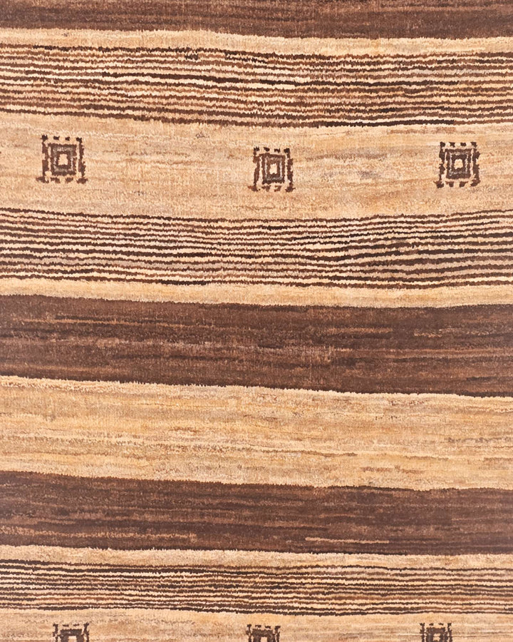 ブラウンのギャッベ（無地） 手織りラグ 61×105cm（写真7）
