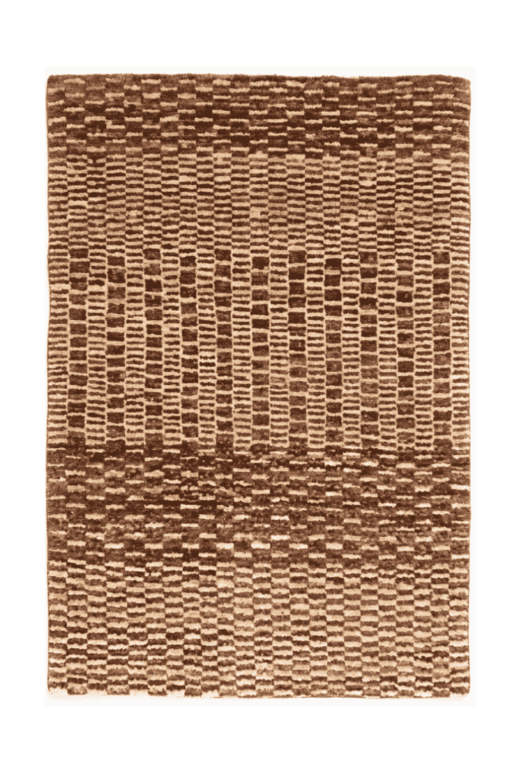 ブラウンのギャッベ（無地） 63×95cm・玄関マットの手織りウールラグ