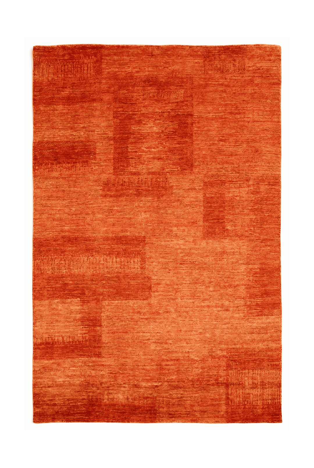 バーントオレンジのギャッベ（無地） 122×181cm・約1.5畳の手織りウールラグ