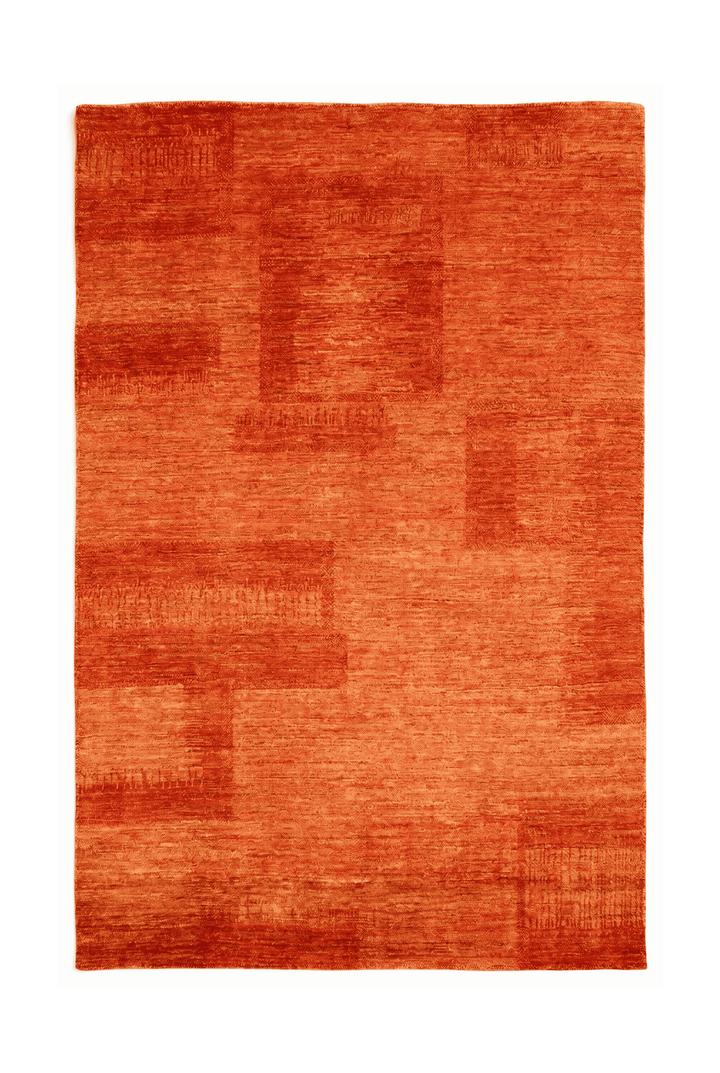 バーントオレンジのギャッベ（無地） 122×181cm・約1.5畳の手織りウールラグ