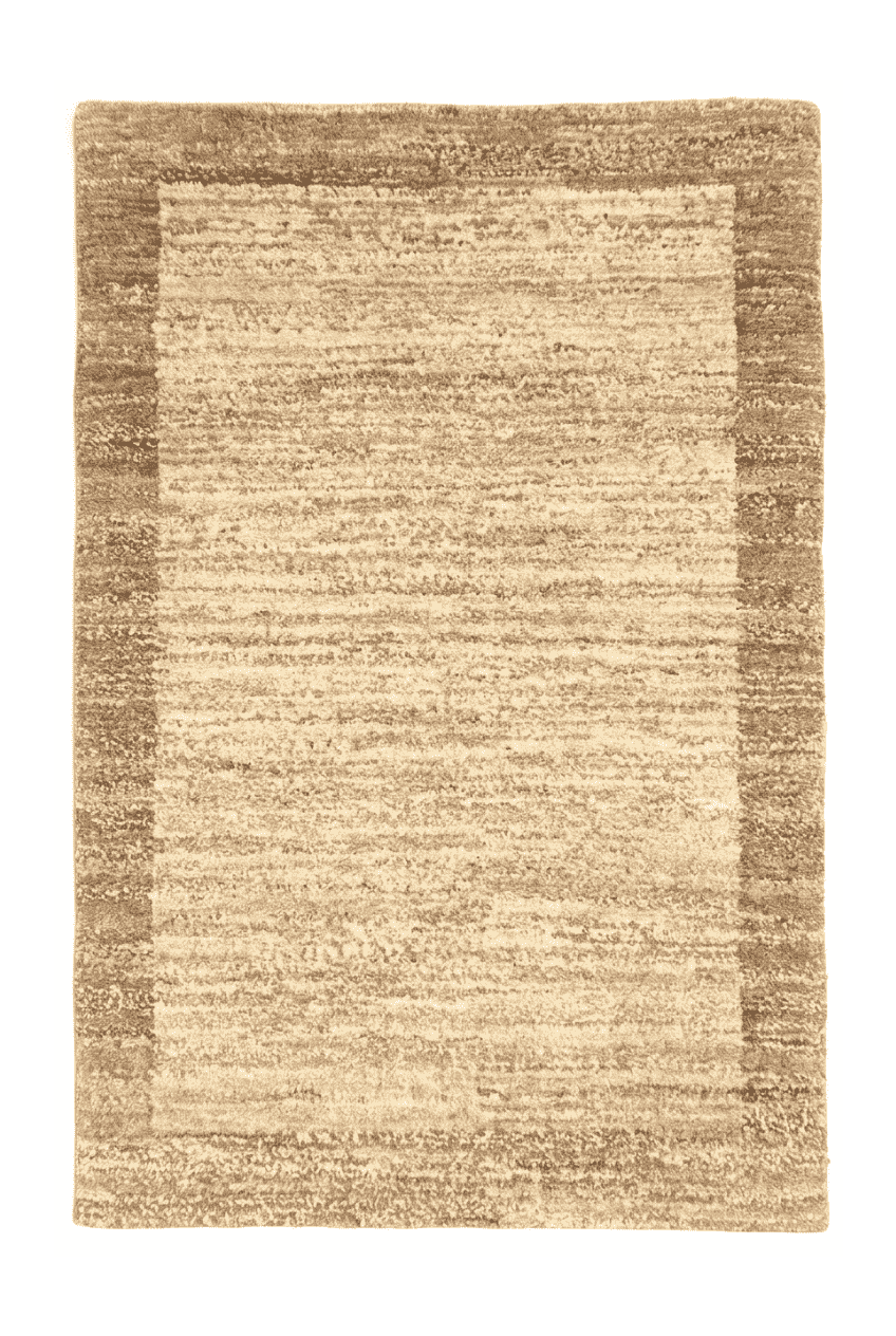 クリームのギャッベ（無地） 59×94cm・玄関マットの手織りウールラグ