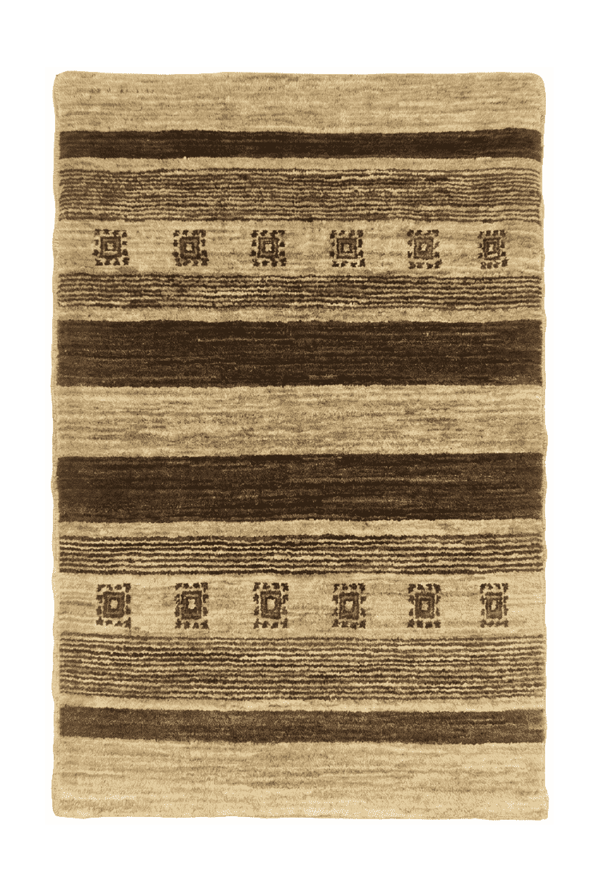 クリームのギャッベ（無地） 61×89cm・玄関マットの手織りウールラグ