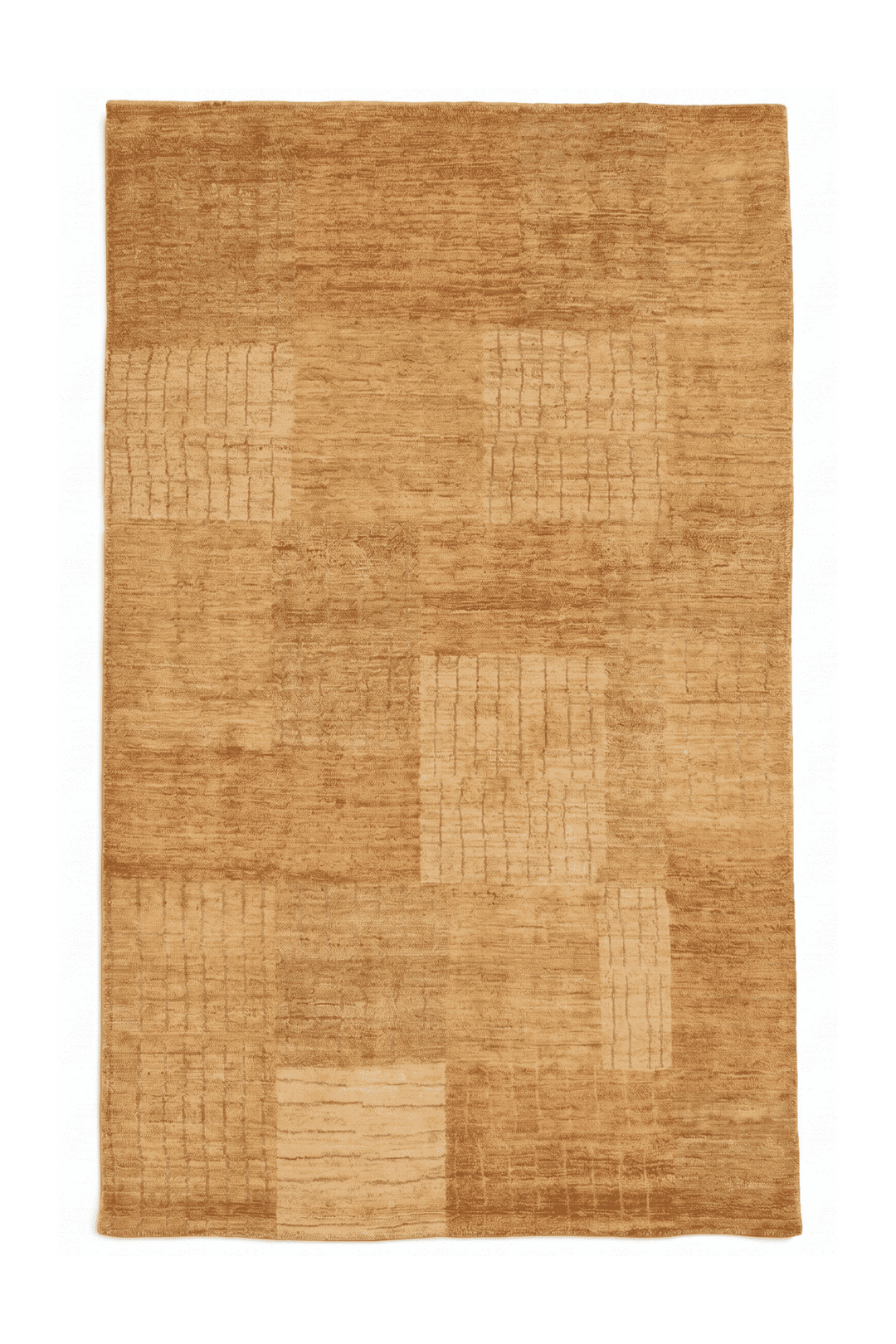 ゴールドのギャッベ（パッチワーク） 119×178cm・約1.5畳の手織りウールラグ