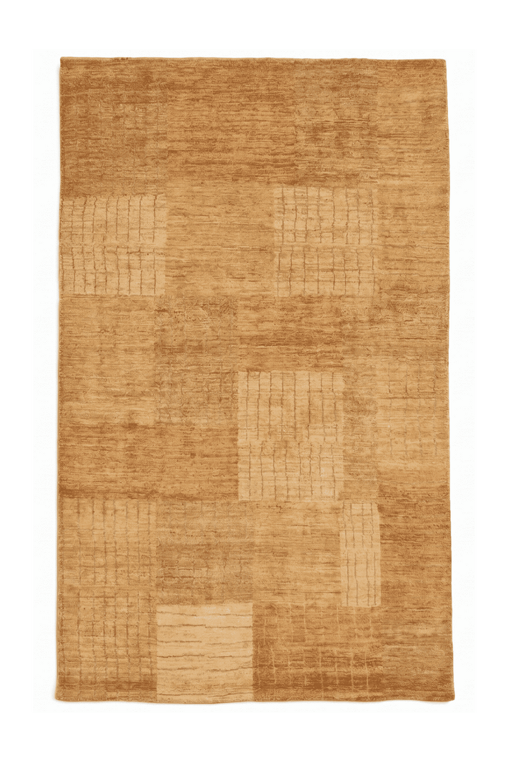 ゴールドのギャッベ（パッチワーク） 119×178cm・約1.5畳の手織りウールラグ