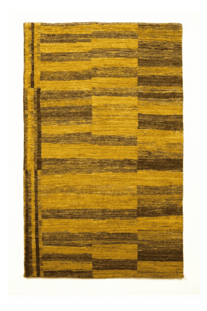 マスタードのギャッベ（無地） 117×178cm・約1.5畳の手織りウールラグ