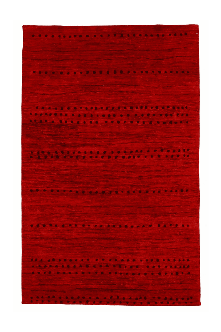 レッドのギャッベ（無地） 121×190cm・約1.5畳の手織りウールラグ
