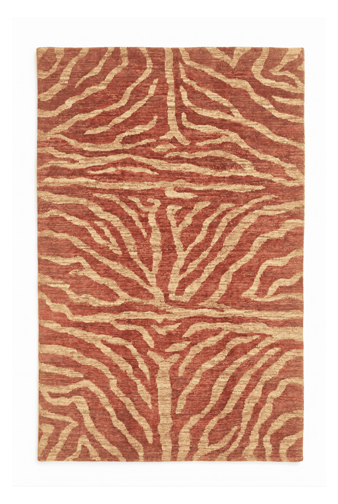 テラコッタレッドのギャッベ（無地） 137×197cm・約1.5畳の手織りウールラグ