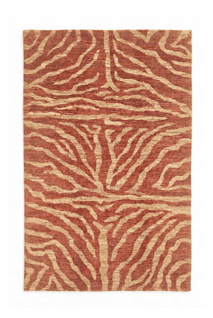 テラコッタレッドのギャッベ（無地） 137×197cm・約1.5畳の手織りウールラグ