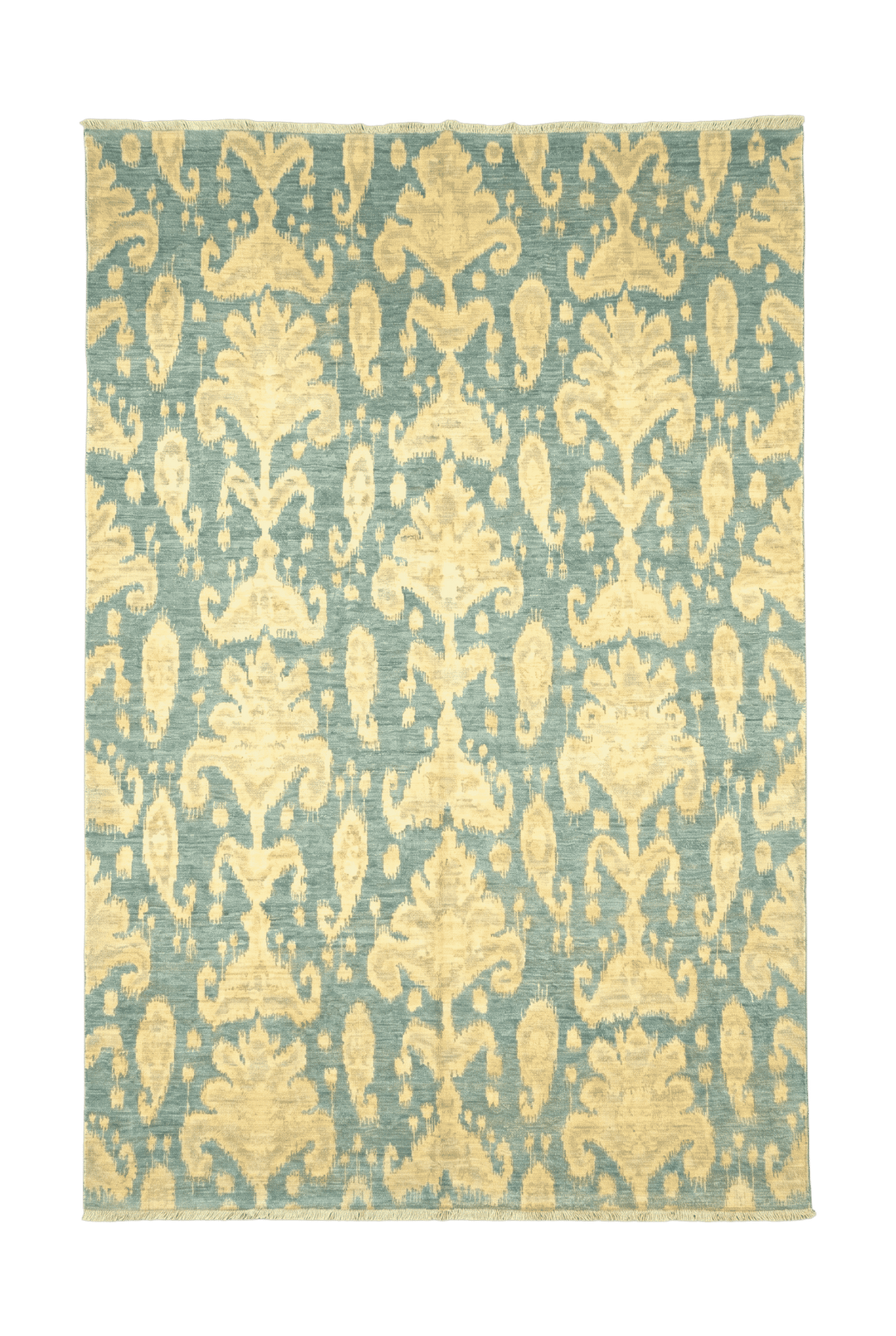アクアのアフガン絨毯 ガズニ（幾何学柄） 161×234cm・約2畳の手織りウールラグ
