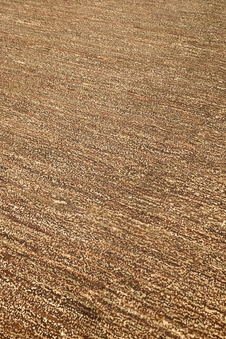 ココアブラウンのアフガン絨毯 ガズニ（無地） 手織りラグ 196×293cm（写真2）