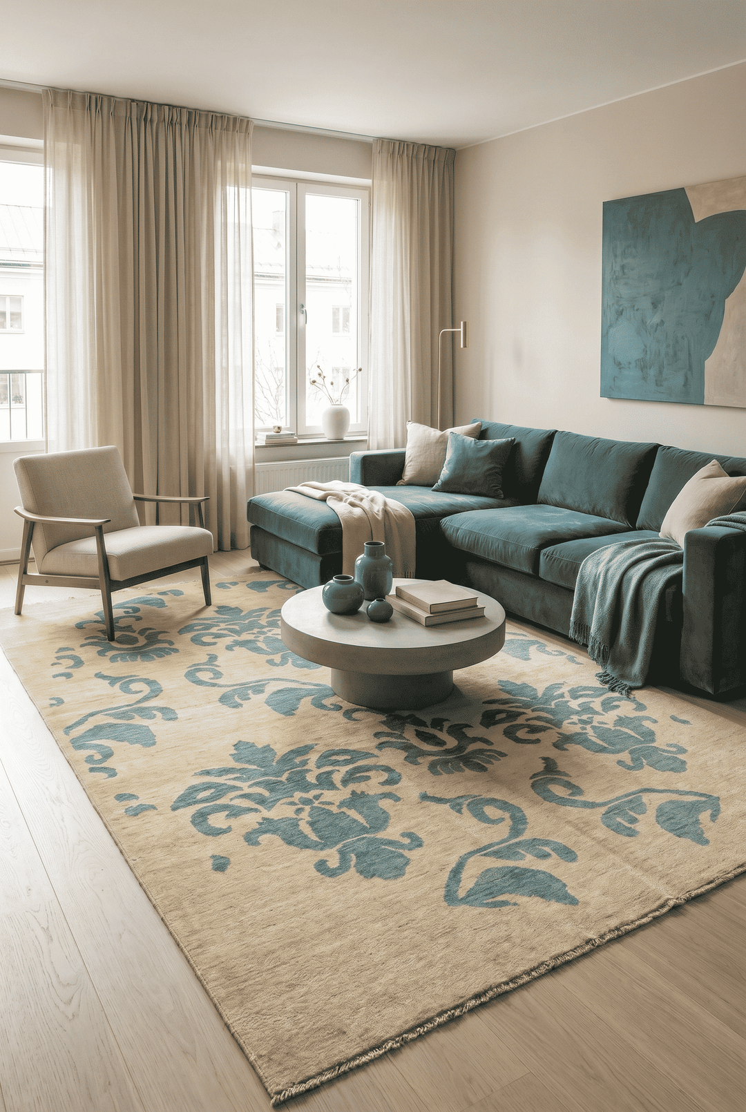 アイボリーのアフガン絨毯 ガズニ（花柄）のパイルと織りの質感