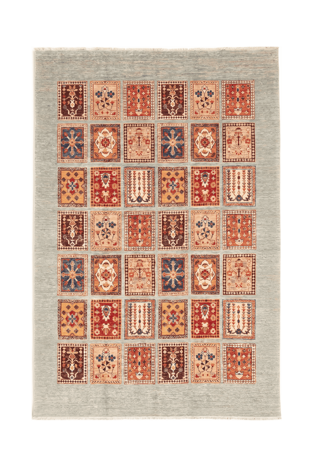 マルチカラーのアフガン絨毯 ガズニ（パッチワーク） 173×229cm・約2畳の手織りウールラグ