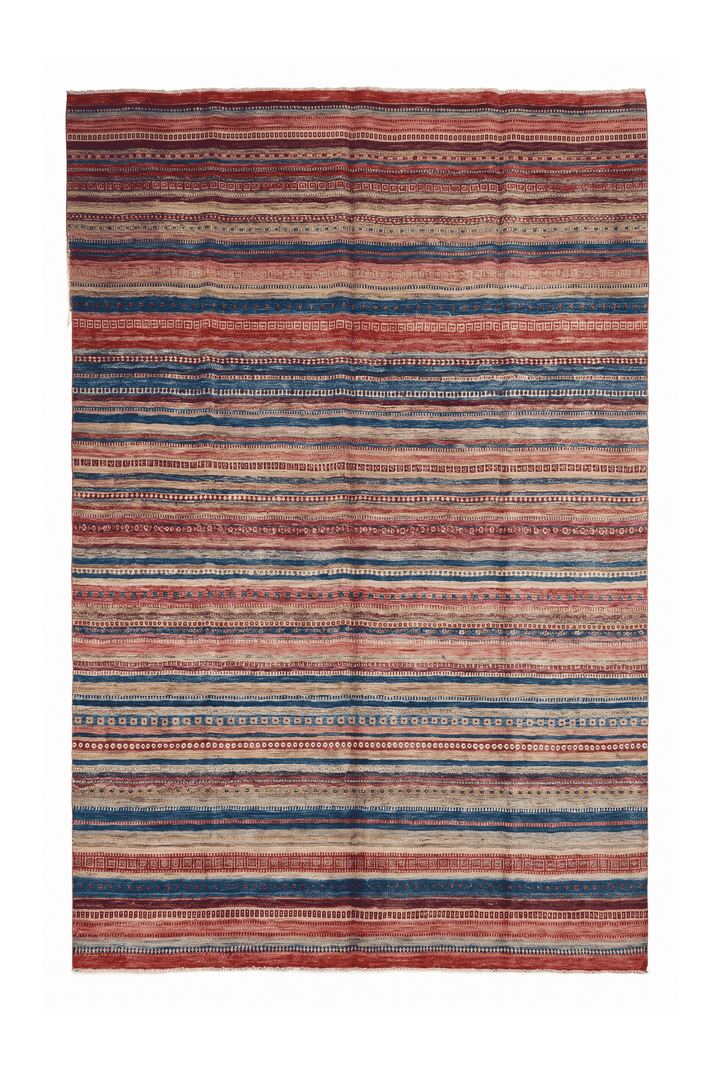 マルチカラーのアフガン絨毯 ガズニ（無地） 248×348cm・約6畳の手織りウールラグ