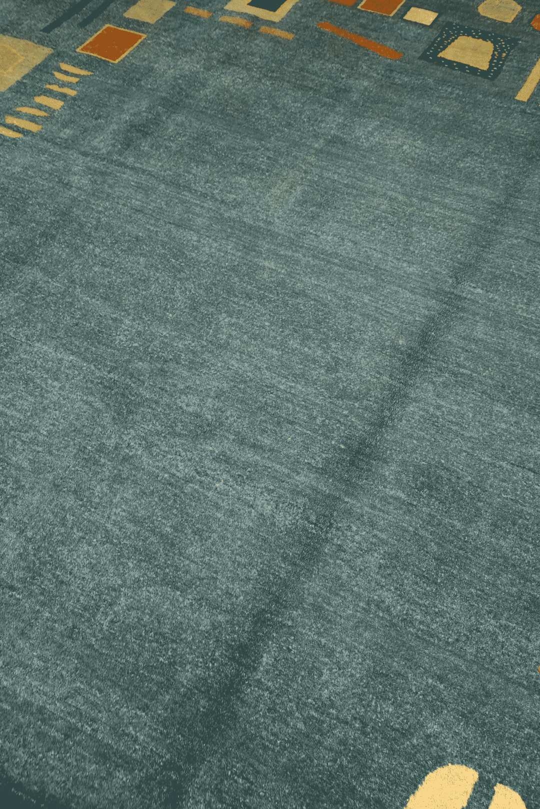 シーグリーンのアフガン絨毯 ガズニ（無地） 手織りラグ 190×291cm（写真3）