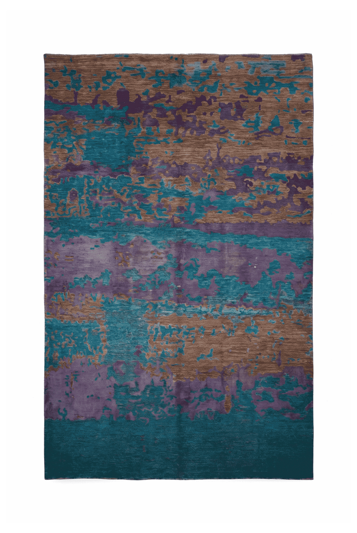マルチカラーのアフガン絨毯 ガズニ シルク（無地） 182×276cm・約3畳の手織りウール・シルクラグ
