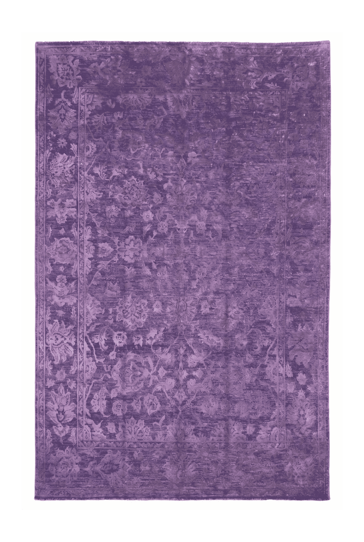 パープルのアフガン絨毯 ガズニ シルク（花柄） 179×268cm・約3畳の手織りウール・シルクラグ