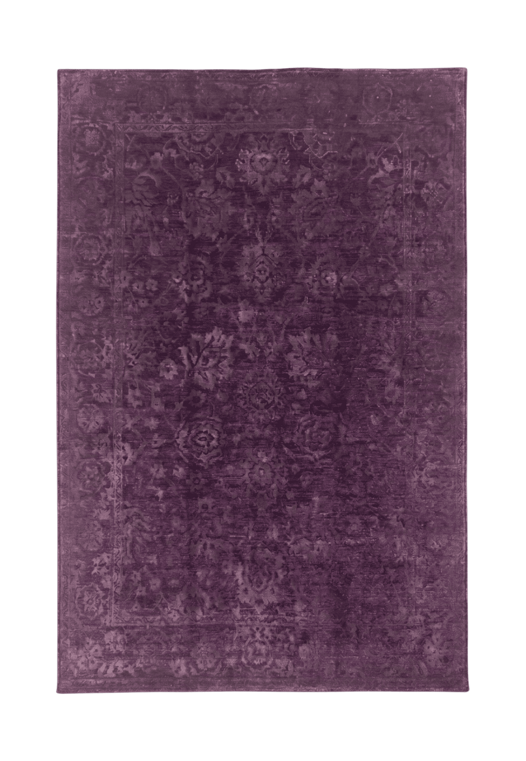 パープルのアフガン絨毯 ガズニ シルク（無地） 150×209cm・約2畳の手織りウール・シルクラグ