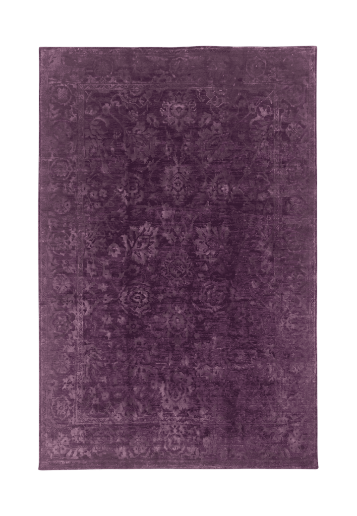 パープルのアフガン絨毯 ガズニ シルク（無地） 150×209cm・約2畳の手織りウール・シルクラグ