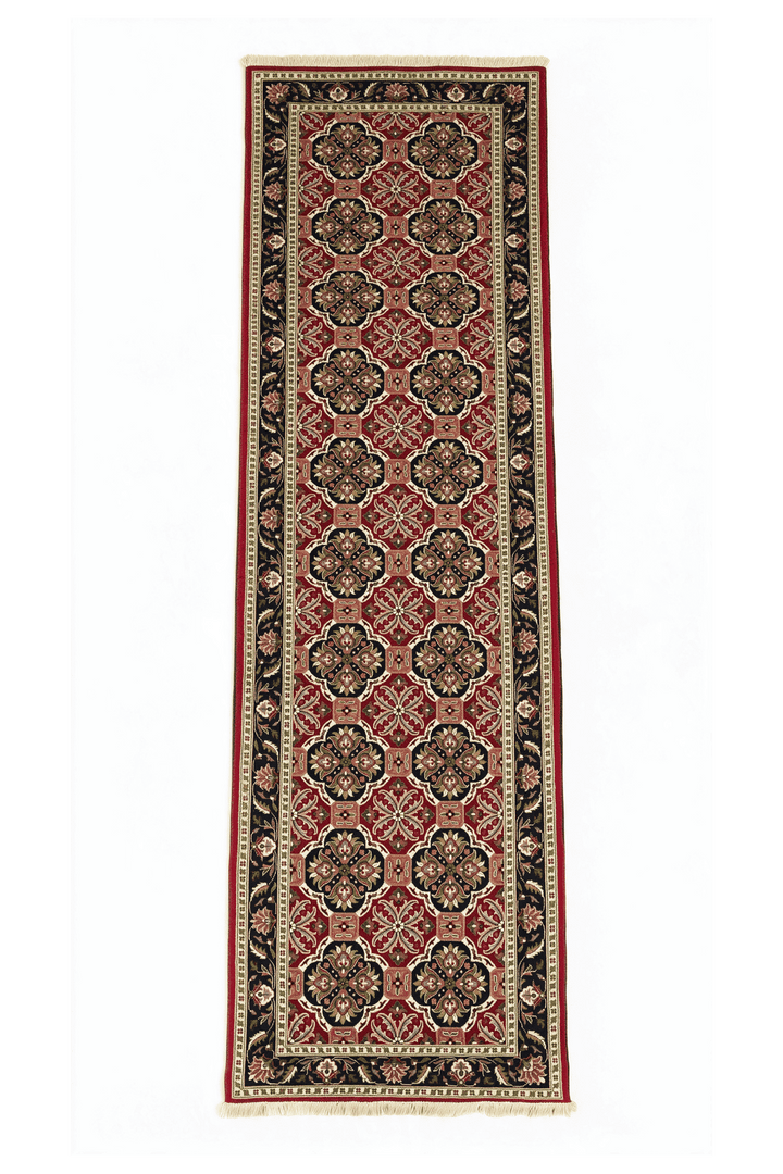 レッドのアフガン絨毯 カール・モハマディ（花柄） 81×299cm・廊下ランナーの手織りウールラグ