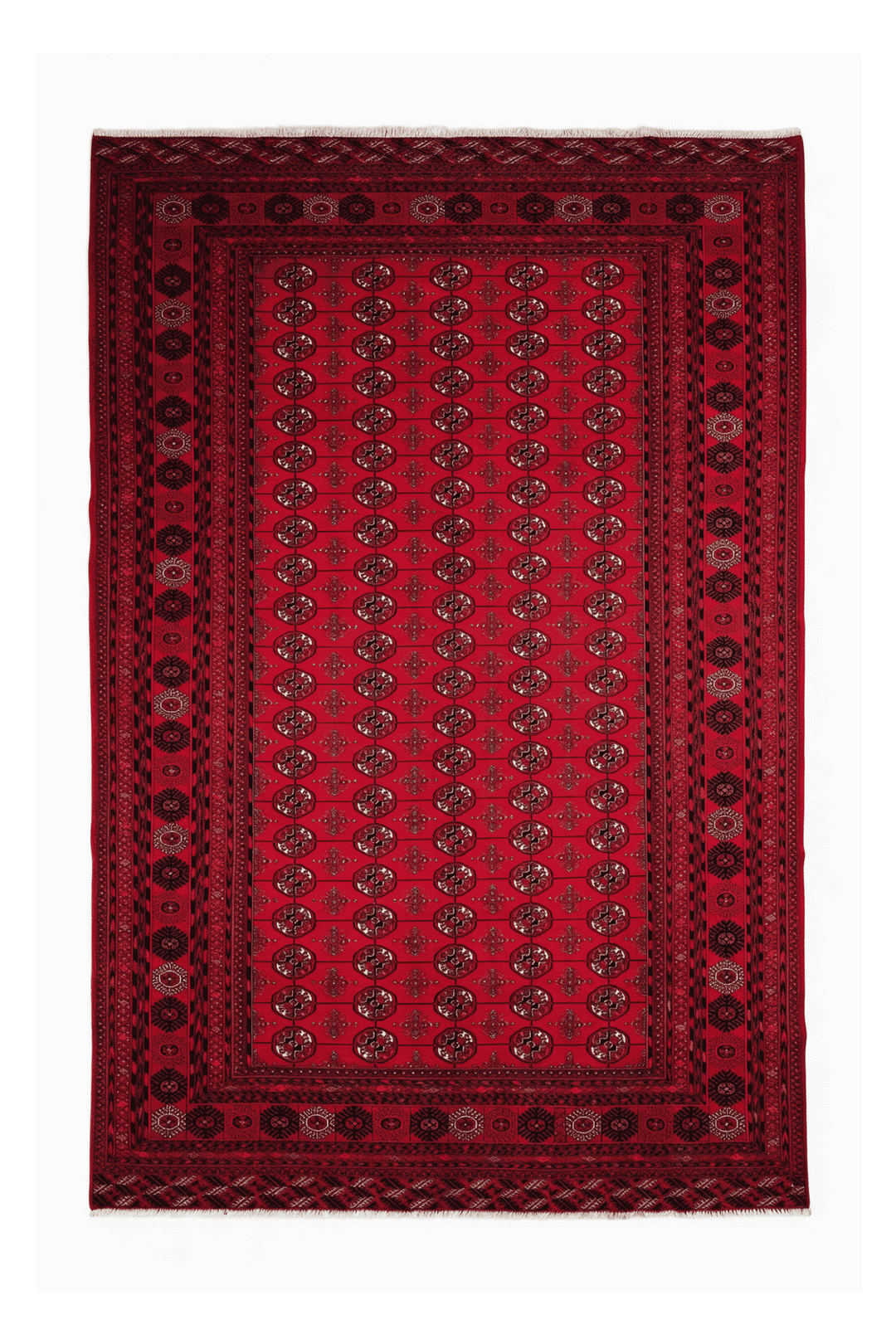 ルビーのアフガン絨毯 カール・モハマディ（ギュル柄） 231×307cm・約4.5畳の手織りウールラグ