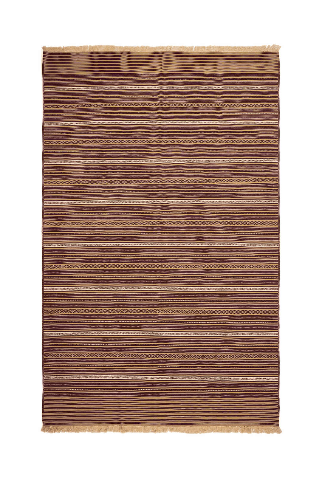 ココアブラウンのアフガン キリム（無地） 182×291cm・約3畳の手織りウールラグ
