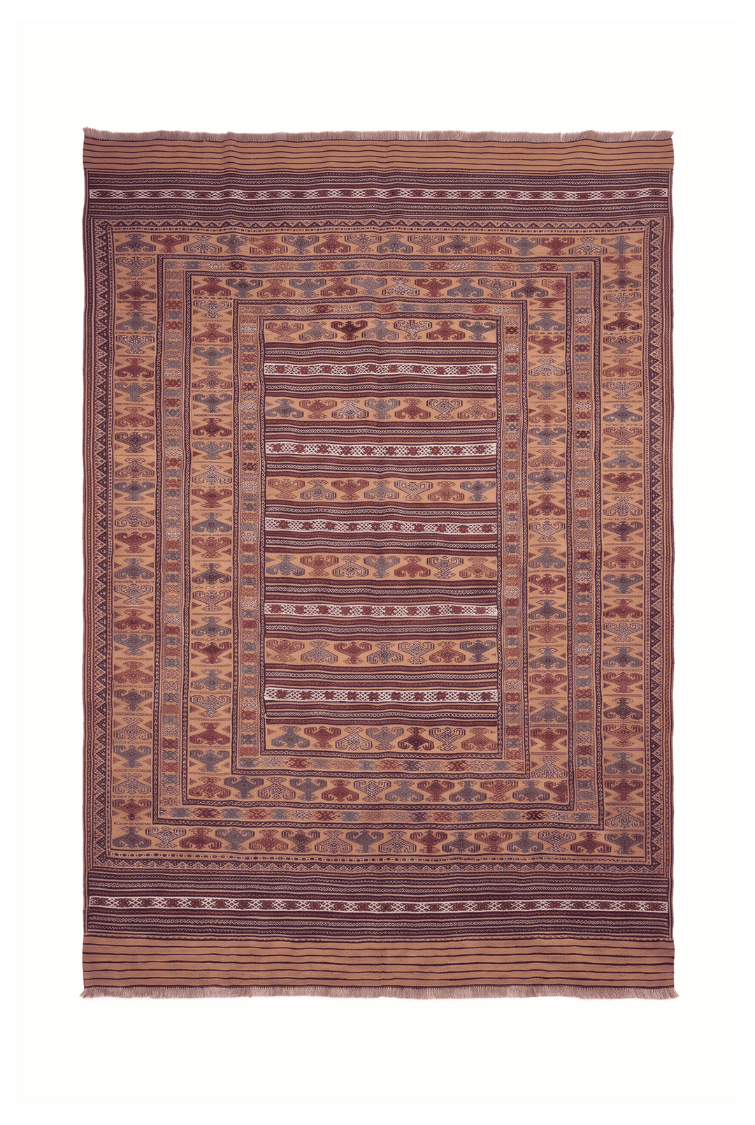 プラムのアフガン キリム（無地） 190×287cm・約3畳の手織りウールラグ