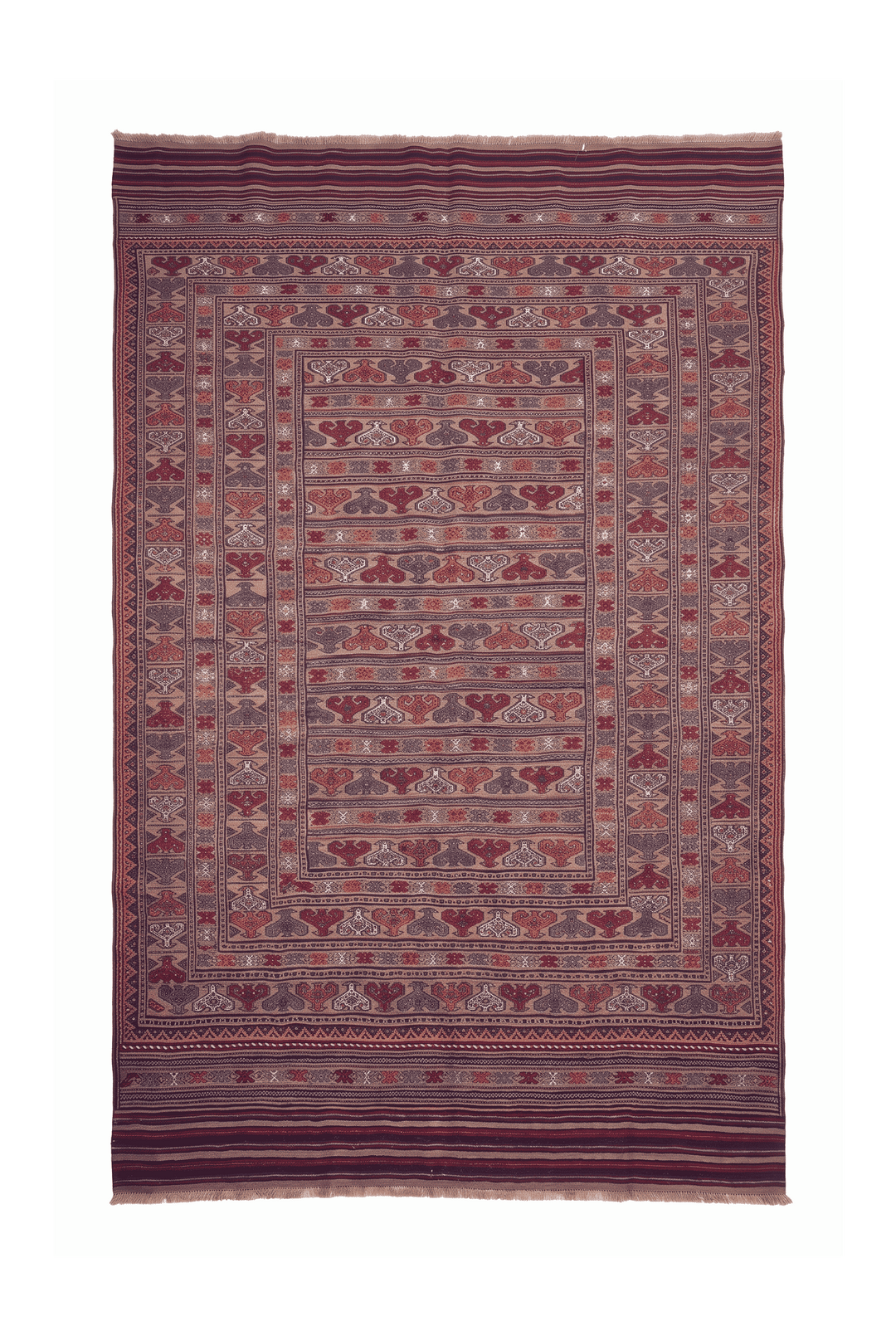 プラムのアフガン キリム（無地） 192×301cm・約4.5畳の手織りウールラグ