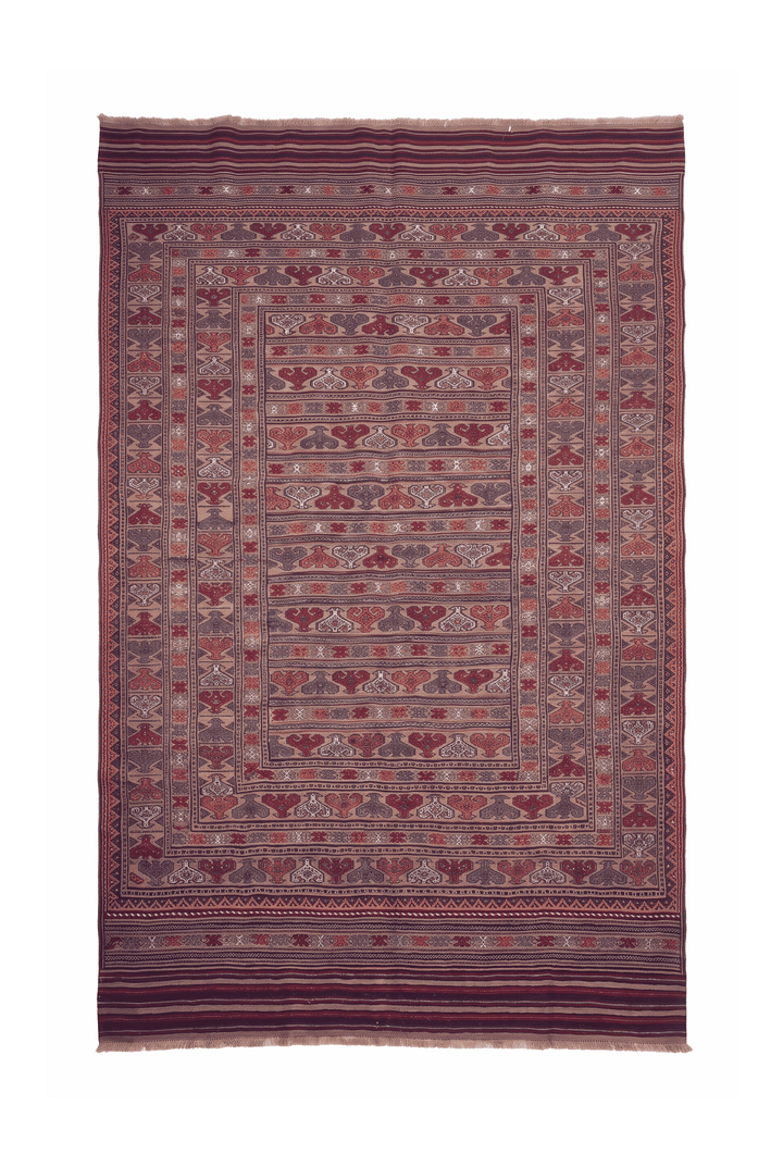 プラムのアフガン キリム（無地） 192×301cm・約4.5畳の手織りウールラグ