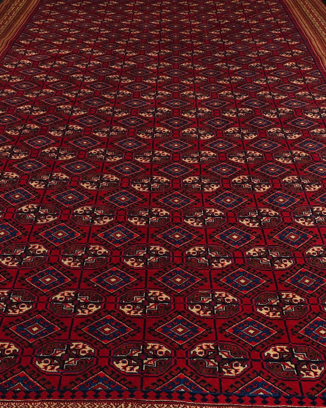 Red Yomut Turkmen Rug, Hand-Knotted Afghani Sherwan
