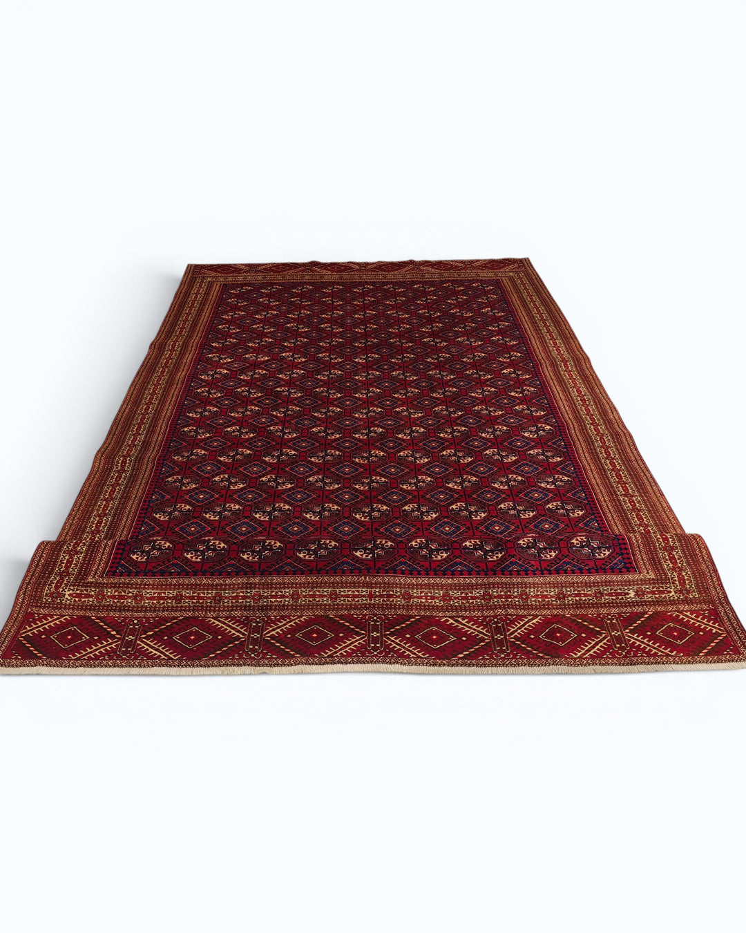 Red Yomut Turkmen Rug, Hand-Knotted Afghani Sherwan