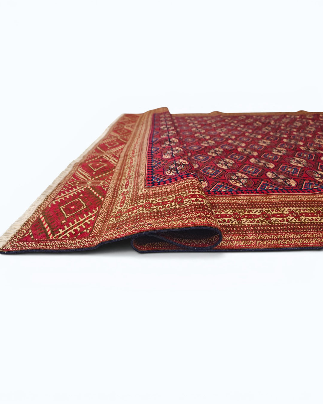 Red Yomut Turkmen Rug, Hand-Knotted Afghani Sherwan