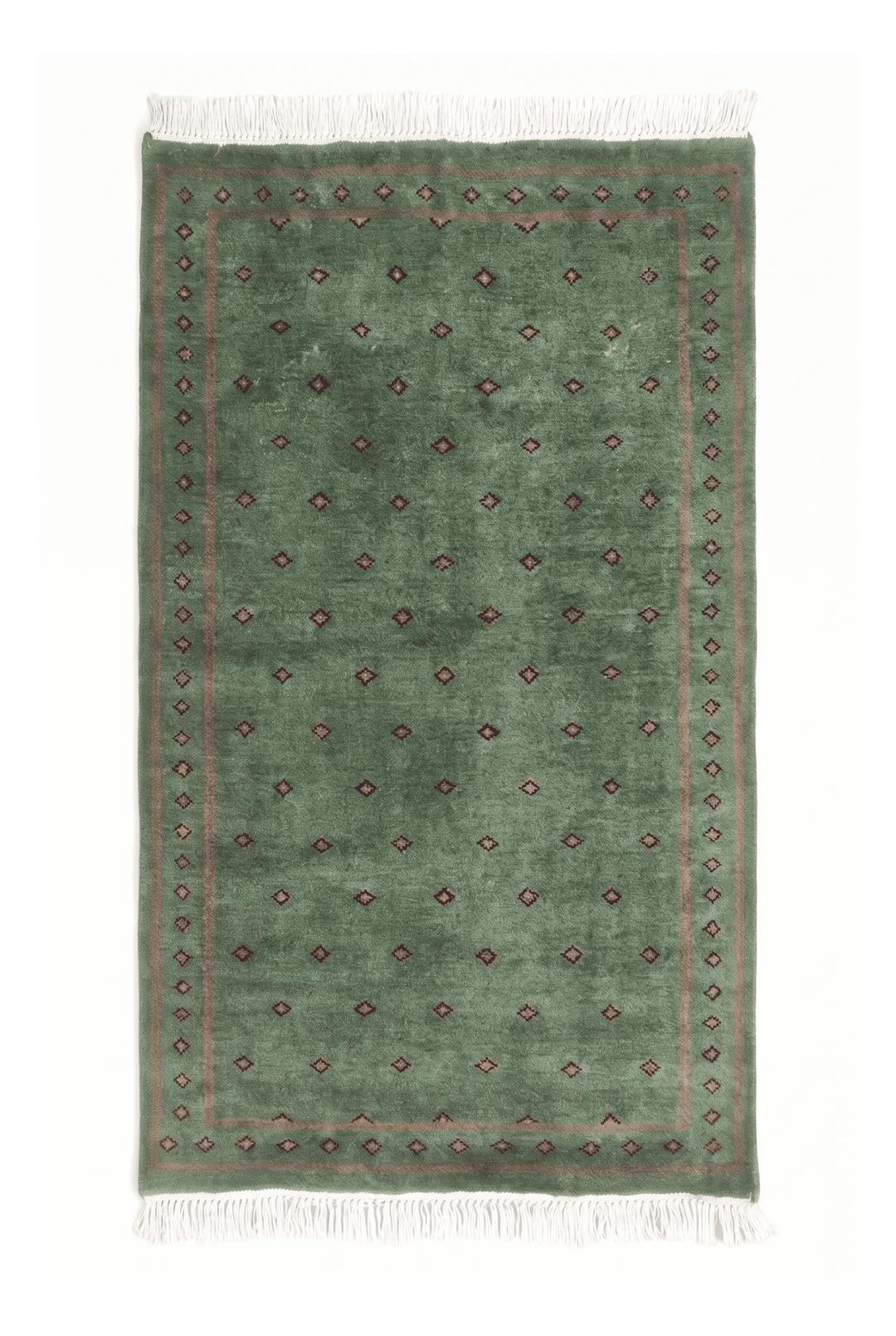 セージのパキスタン絨毯 高密度（無地） 62×90cm・玄関マットの手織りウールラグ