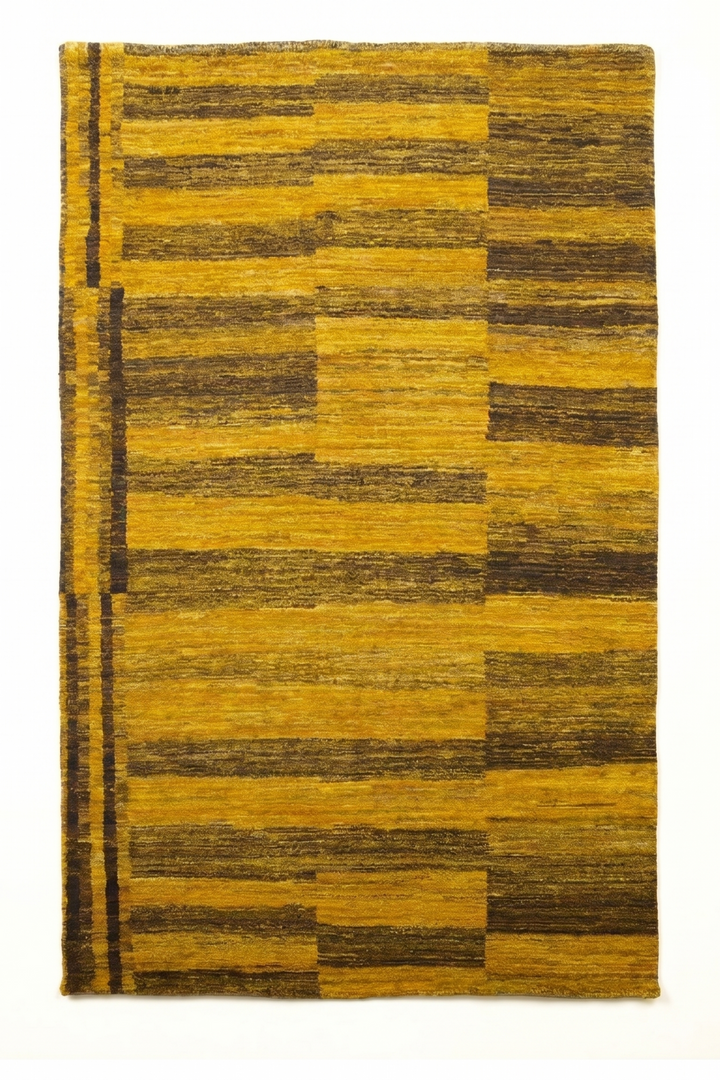 Mustard Gabbeh, Hand-Knotted Afghan Wool Rug