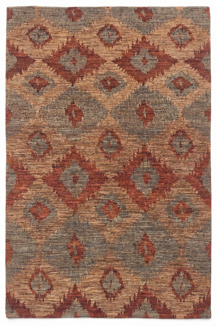 Sienna Ikat Gabbeh, Hand-Knotted Afghan Wool Rug