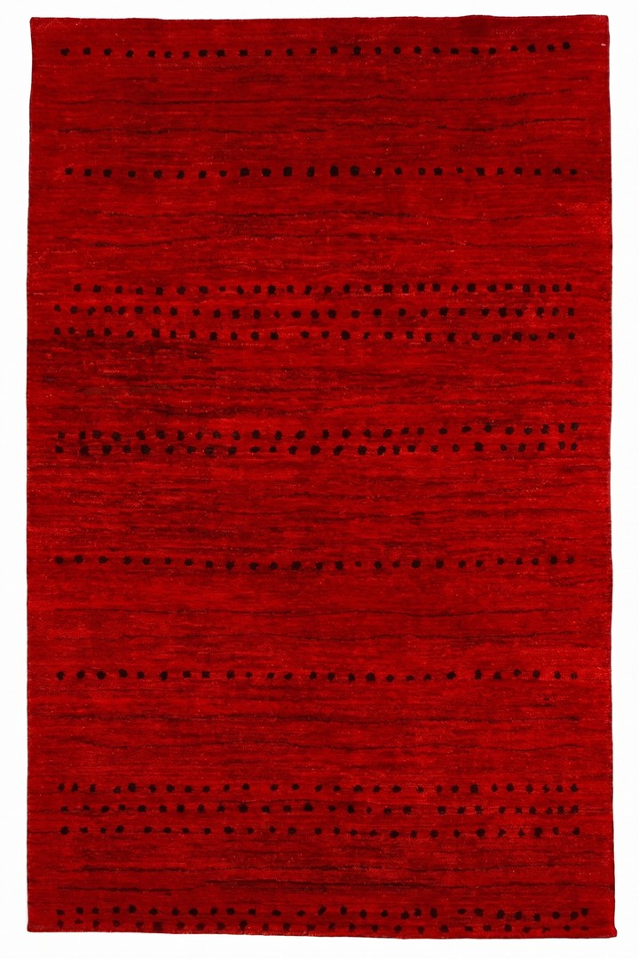 Red Gabbeh, Hand-Knotted Afghan Wool Rug