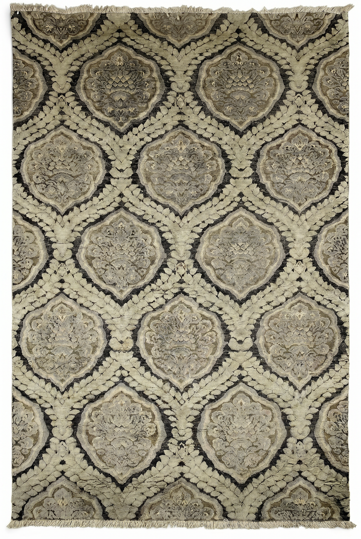 Charcoal Gabbeh, Hand-Knotted Afghan Wool &amp; Silk Rug