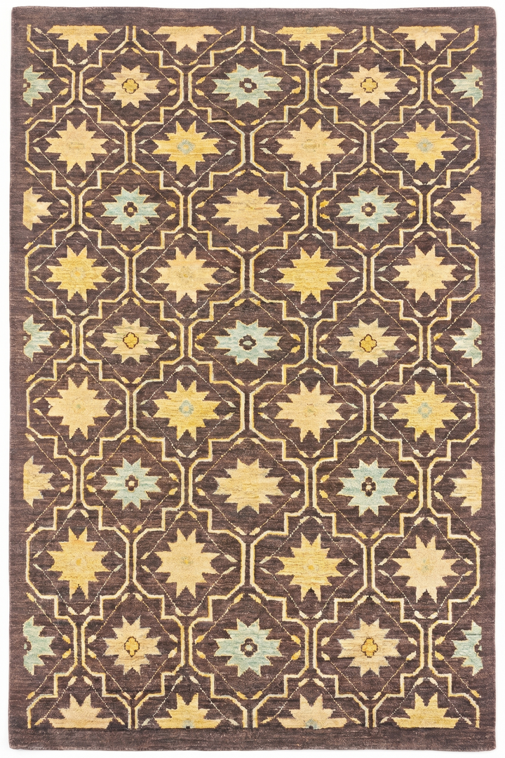 Walnut Star Gabbeh, Hand-Knotted Afghan Wool Rug