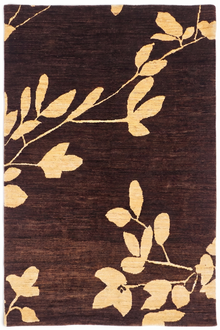 Cocoa Leaf Gabbeh, Hand-Knotted Afghan Wool Rug