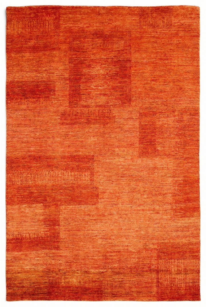 Terracotta Gabbeh, Hand-Knotted Afghan Wool Rug