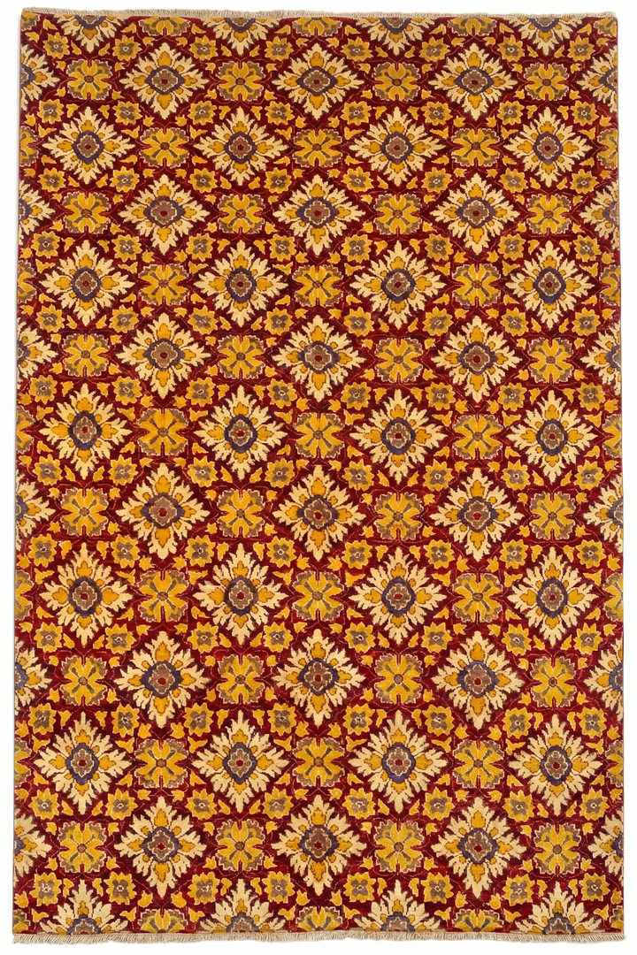 Garnet Bloom Gabbeh, Hand-Knotted Afghan Wool Rug