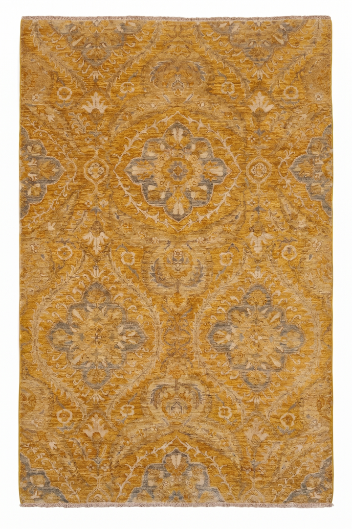 Amber Garden Gabbeh, Hand-Knotted Afghan Wool &amp; Silk Rug