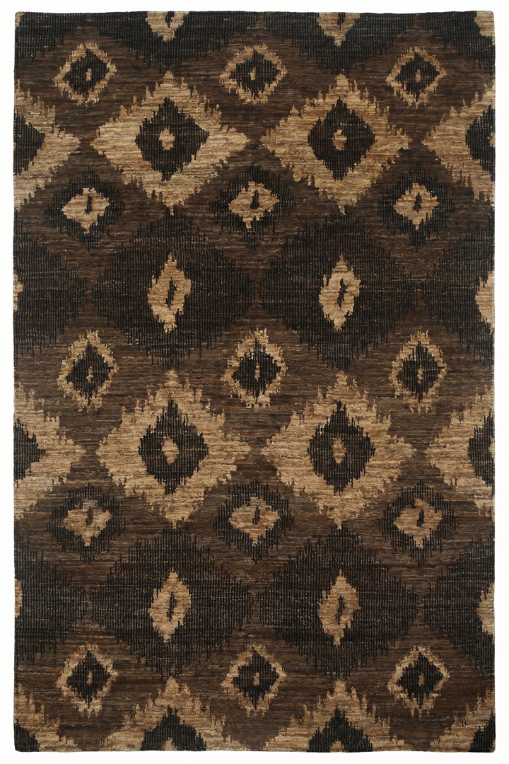 Bronze Ikat Gabbeh, Hand-Knotted Afghan Wool Rug