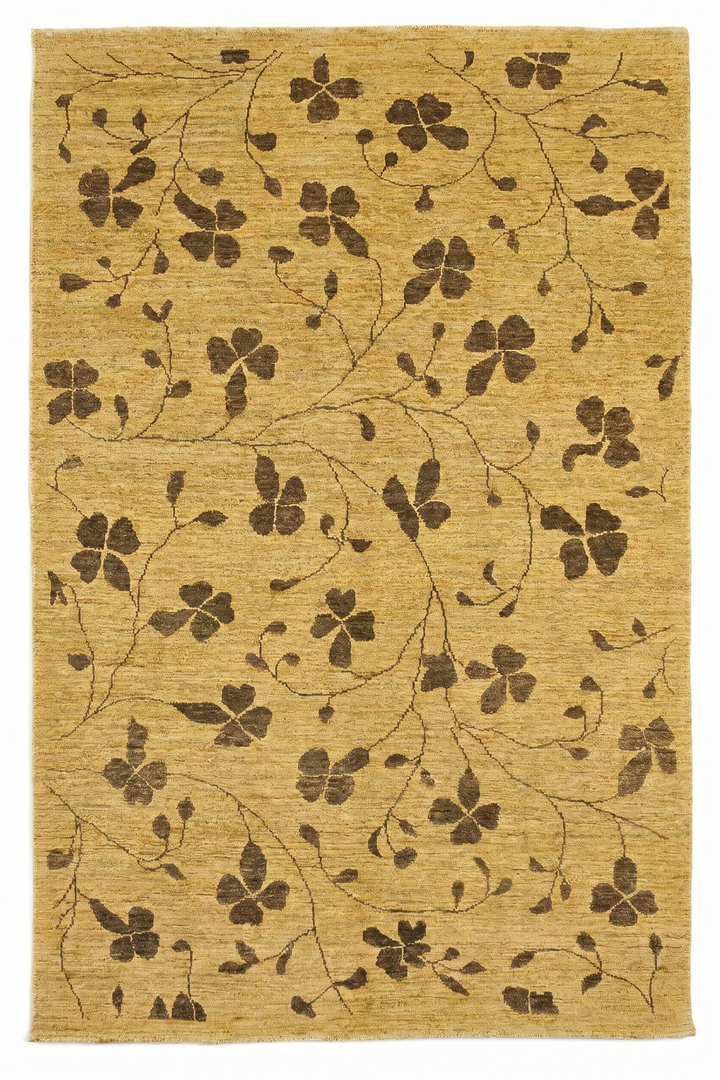 Honey Clover Gabbeh, Hand-Knotted Afghan Wool Rug