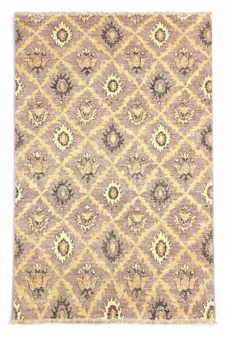 Wisteria Trellis Gabbeh, Hand-Knotted Afghan Wool &amp; Silk Rug