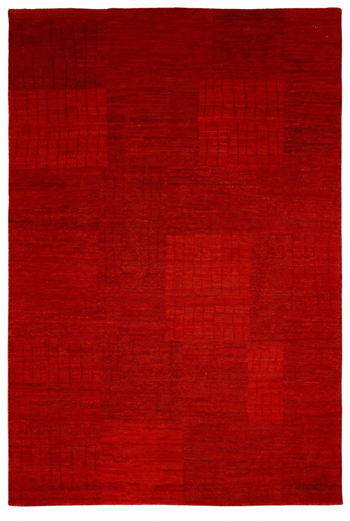 Vermilion Gabbeh, Hand-Knotted Afghan Wool Rug