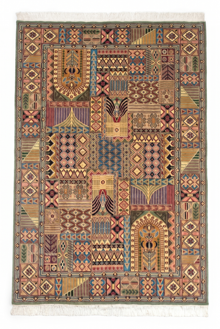 Bakhtiari Garden Panel, Hand-Knotted Pakistani Wool Rug