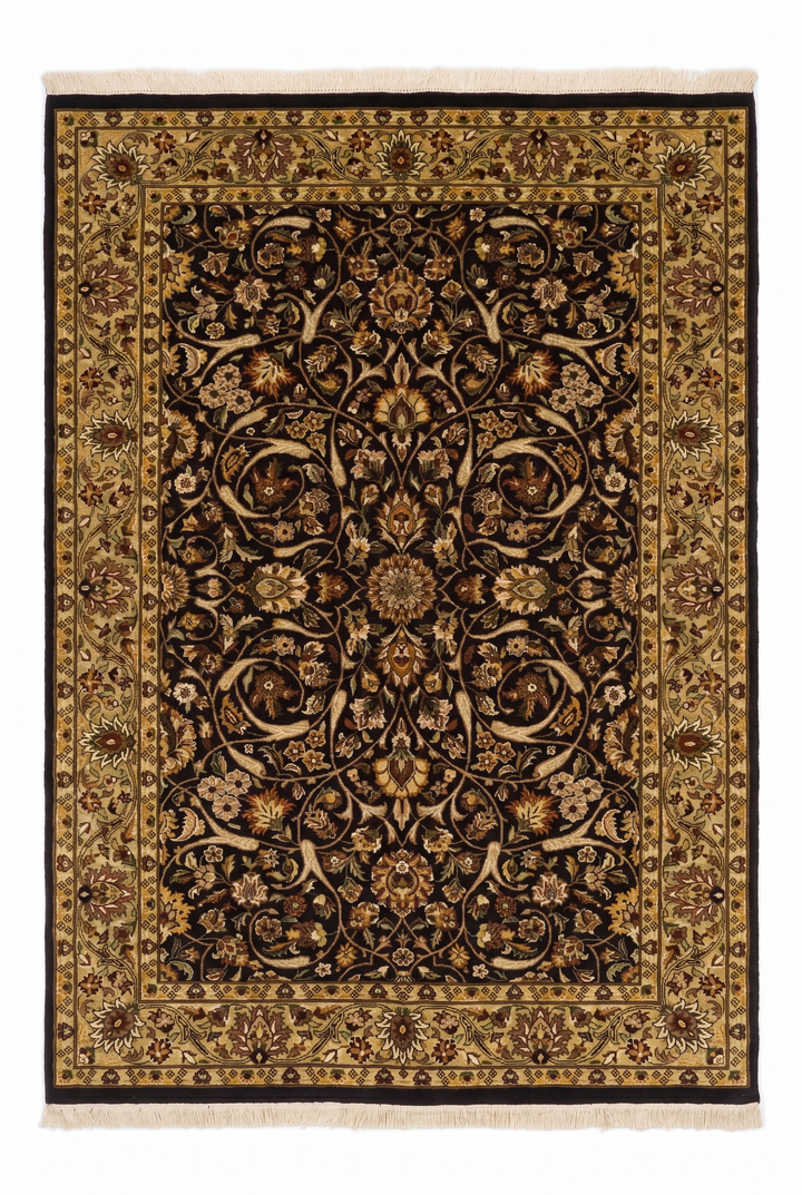 Midnight Vine All-Over Floral, Hand-Knotted Pakistani Wool Rug